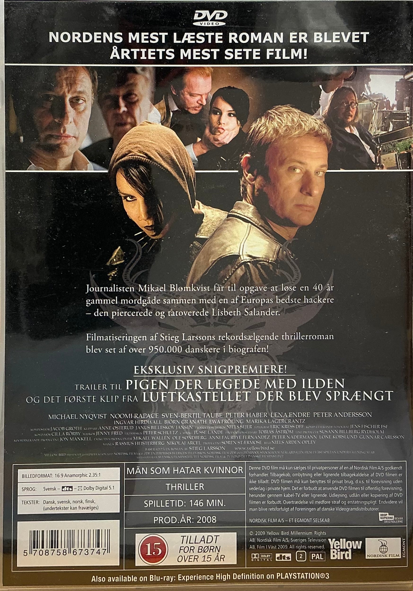 DVD - Stieg Larson trilogi - "Mænd der hader kvinder" 3 DVD